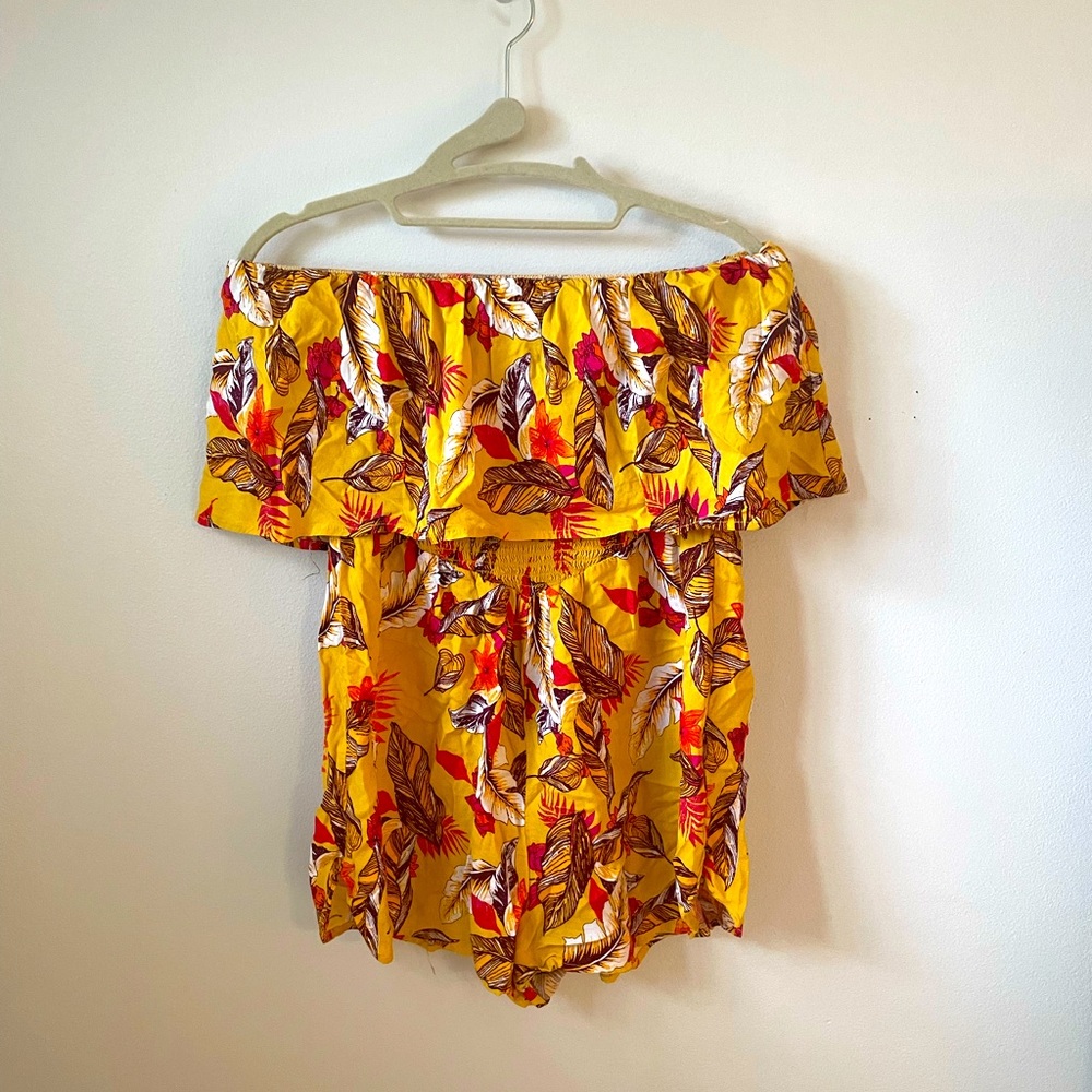 Yellow Floral Romper - Medium